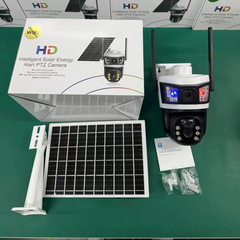 Caméra de vidéosurveillance solaire avec batterie intégrée, caméras de sécurité IP, caméra de surveillance CCTV, objectif touristique, 3 écrans, 4G EpiCard, 6K HD, Wi-Fi, 12MP