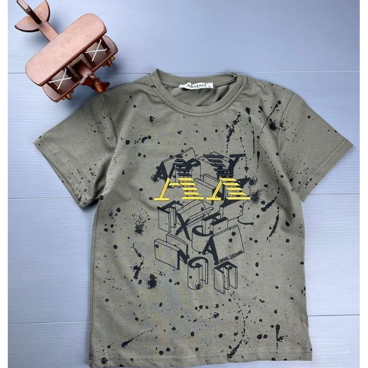 T-shirt enfant Armani gris avec imprimé graphique