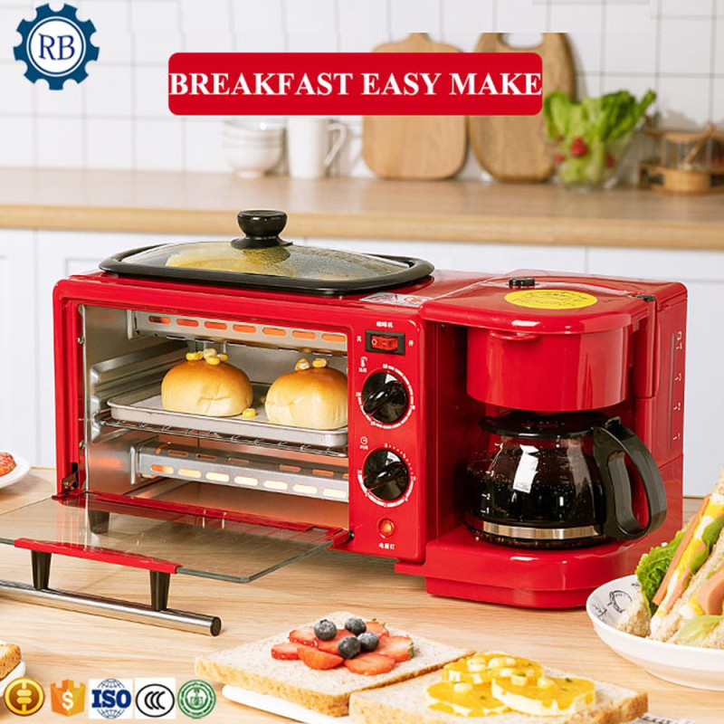Mini four multifonction / micro-onde pour préparation de petit déjeuner automatique, 3 en 1 et économique.