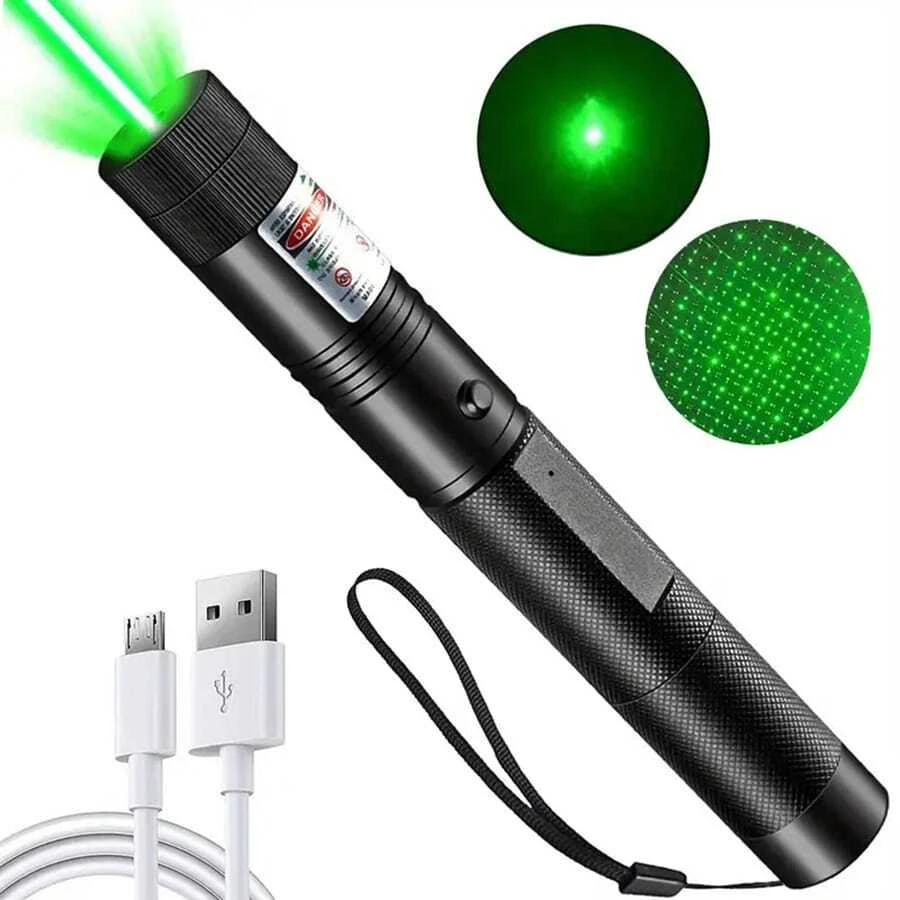 Pointeur Laser Rechargeable USB Noir Logement Vert Pour Extérieur Chasse , Randonnée , camping