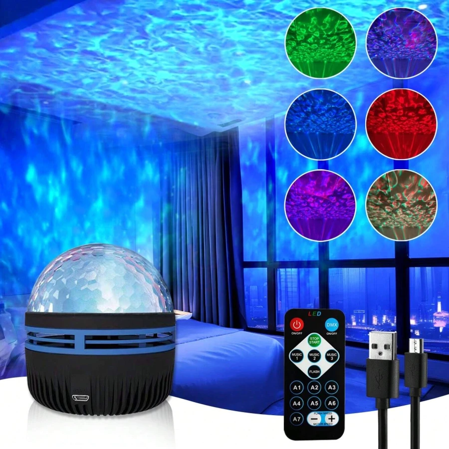 Set 1 De ABS LED Eau Motifs Ciel Étoilé , RGB Télécommande projection , USB Chambre Atmosphère , Noël