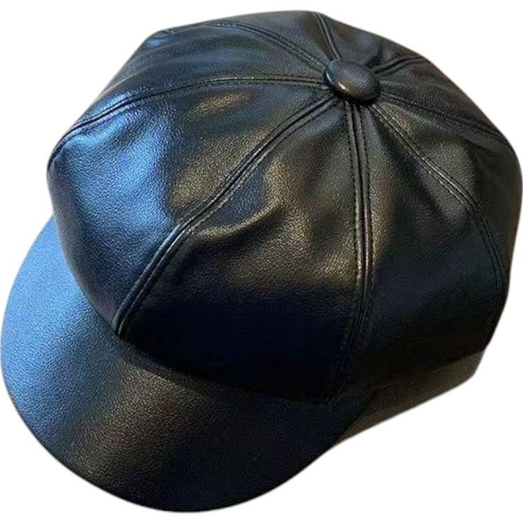 Casquette Gavroche Noire en Cuir Synthétique - Style Vintage