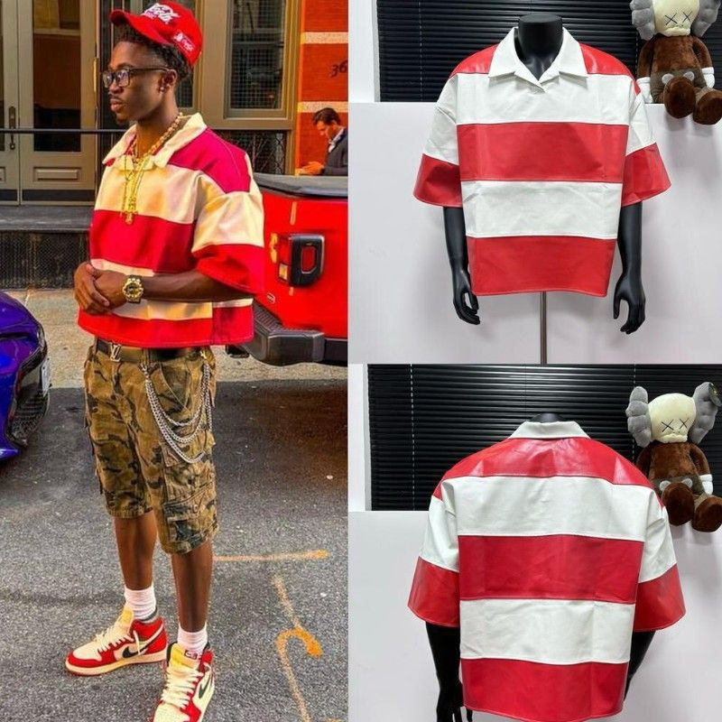 Polo en Cuir Design Color-block - Édition Limitée