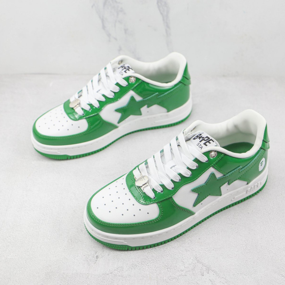 A Bathing Ape Baskets blanc et verte à étoiles