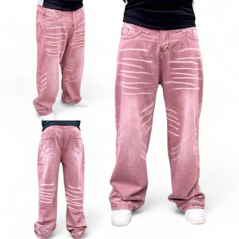 Jean baggy rose homme - style hip-hop - coupe ample et décontractée