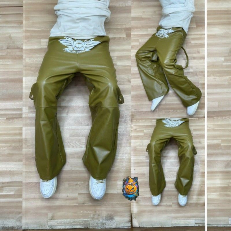 Pantalon Kaki en Similicuir avec Logo Ailes - Style Aviateur