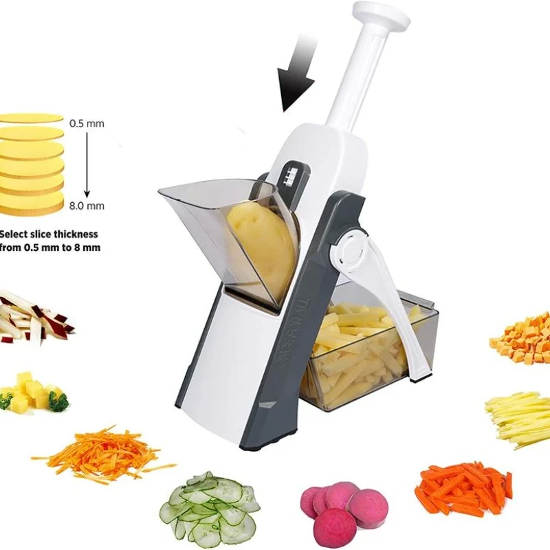 Trancheuse à Mandoline pour cuisine, coupe-fruits et légumes avec multi-lames, hachoir à aliments, broyeur à ail, accessoires de cuisine