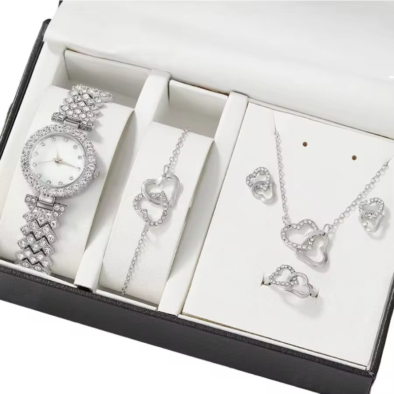 Ensemble montre bracelet collier bague et boucle d'oreille
