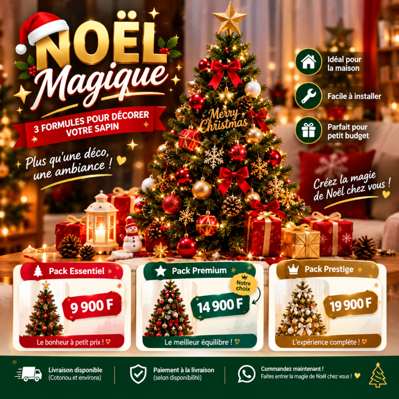 un kit complet  Noëlsapin de Noël haut de gamme prêt à installer-
