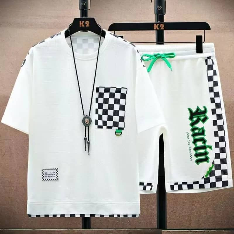 T-shirt et Short de Sport pour homme, ensemble de vêtements à col rond, manches courtes, taille élastique, décontracté