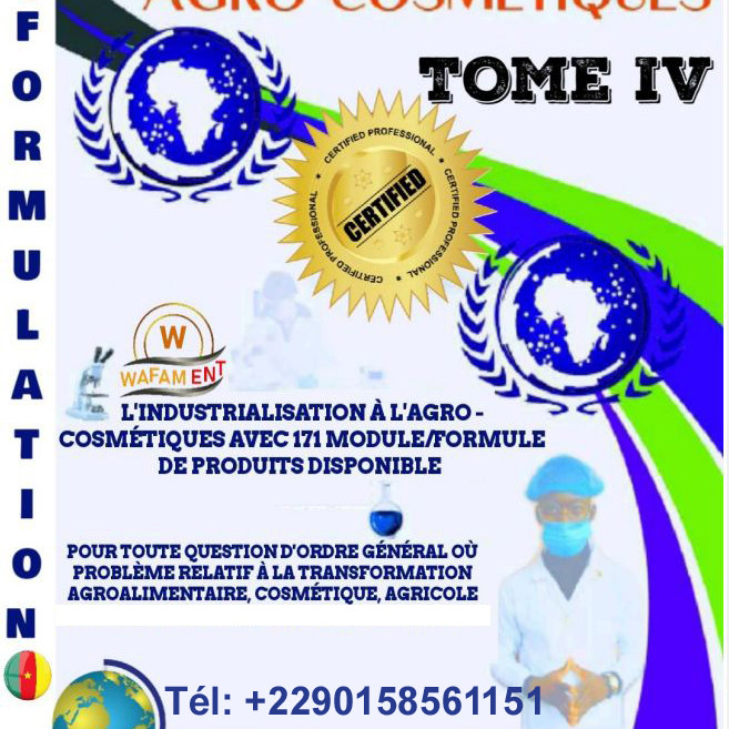 LIVRES PRATIQUE DE FORMATION AGRO-COSMETIQUE DE 171 MODULES