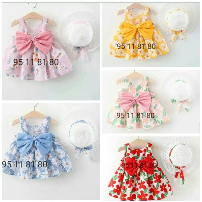 Robe fleurie et chapeau, 2 ans, 3ans.