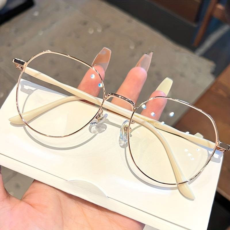 Lunettes De Blocage De Lumière Bleue, Lentilles Claires Classiques, Lunettes D'ordinateur Anti-fatigue Oculaire, Monture En Métal Pour Femmes, Hommes Et Étudiants