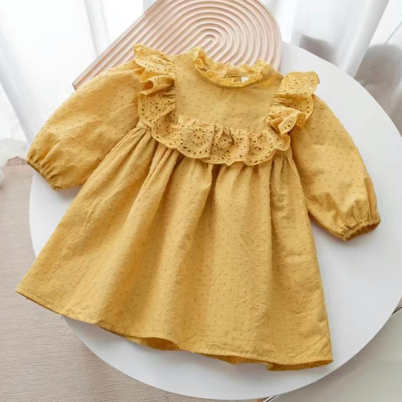 Robe à manches bouffantes à motif Dior CD D de haute qualité en coton