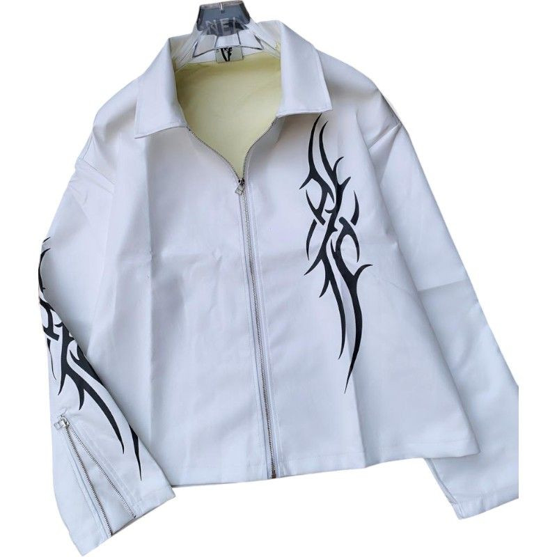 Veste en Similicuir blanc avec Motifs Tribaux -  Édition Limitée