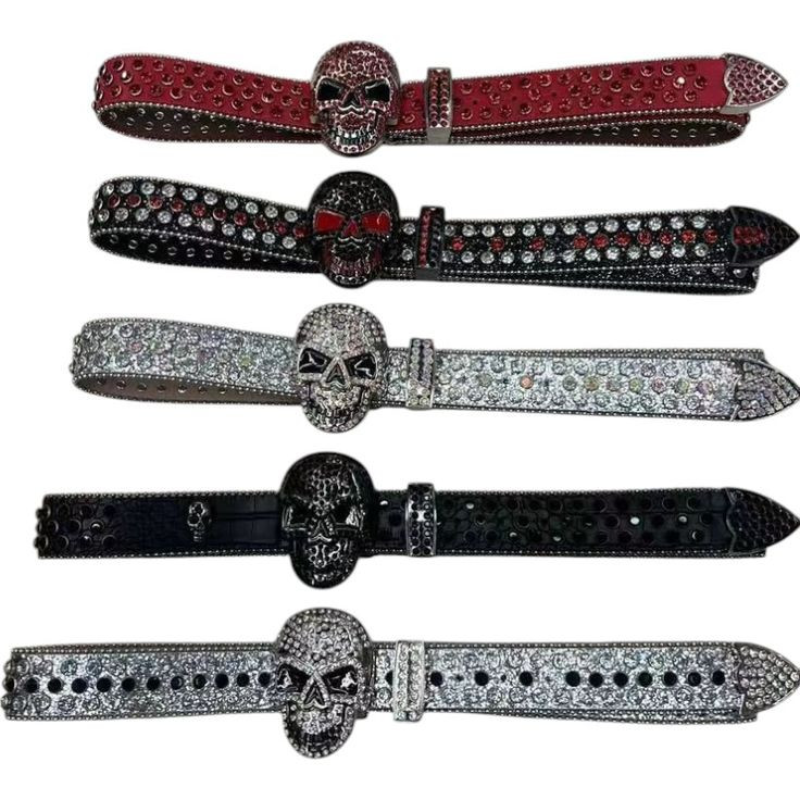Ceintures Tête de Mort Strass - Style Rock