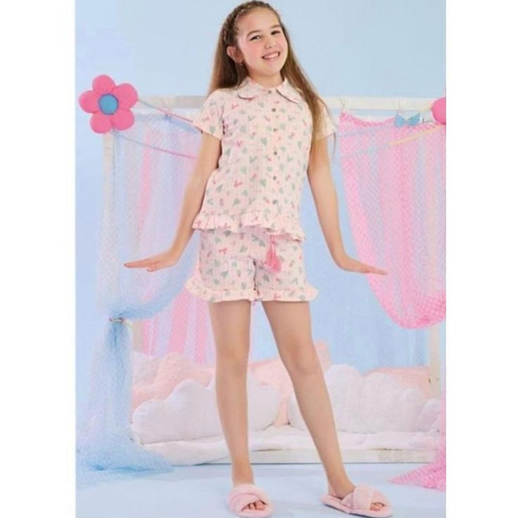 Ensemble pyjama enfant élégant avec imprimé délicat rose