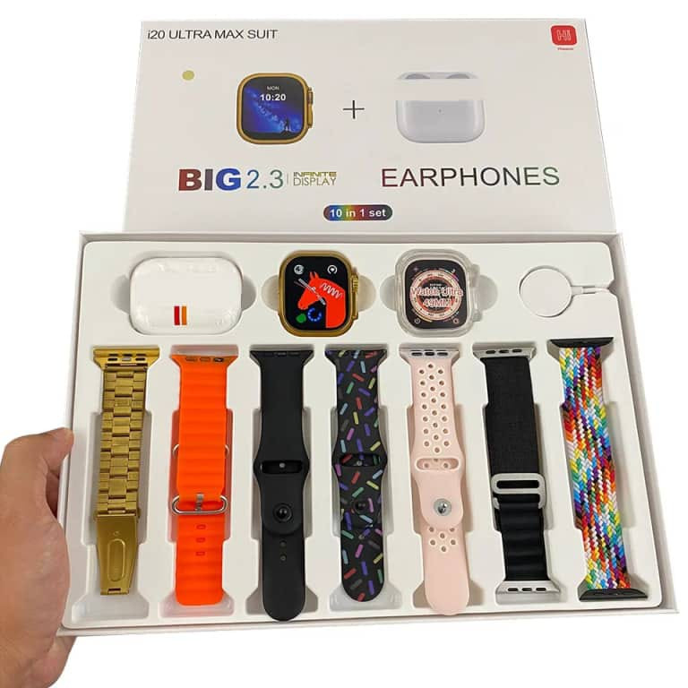 Montre connectée avec airpods, 7 bracelets