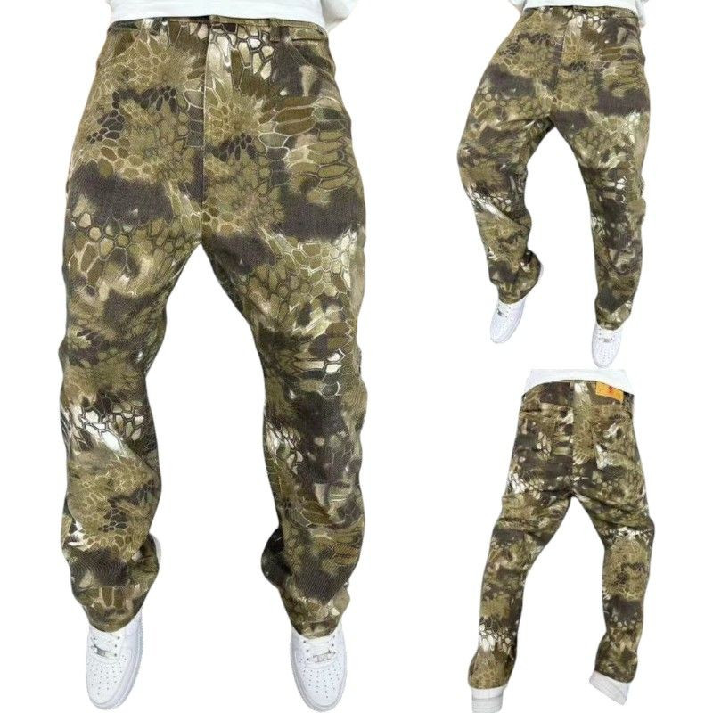 Pantalon Jean de Luxe motif treillis militaire