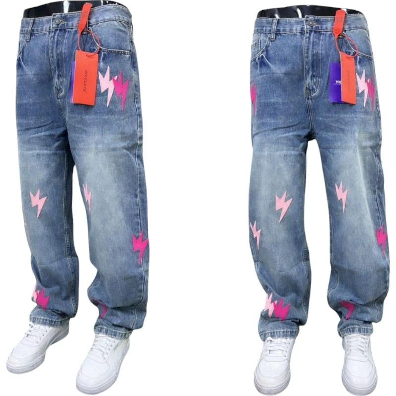Pantalon Jean de Luxe avec  motif rose
