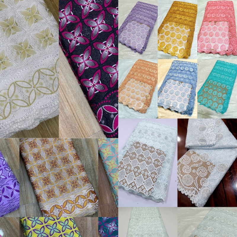 Tissu Guipure en Dentelle, Style Africain,  longueur 5Yards, pour événements spéciaux et tenus occasionnelles