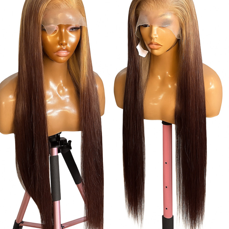 ✨ Perruque Lace Frontal Ombre Luxe – Blonde & Brun Naturel ✨/ ✨ Ombre Luxe Lace Frontal Wig – Blonde & Natural Brown ✨