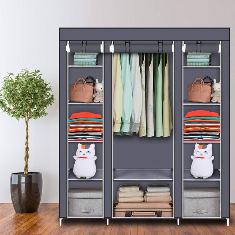 Armoire pliante en tissu 3 portes à rangement, plusieurs couleurs
