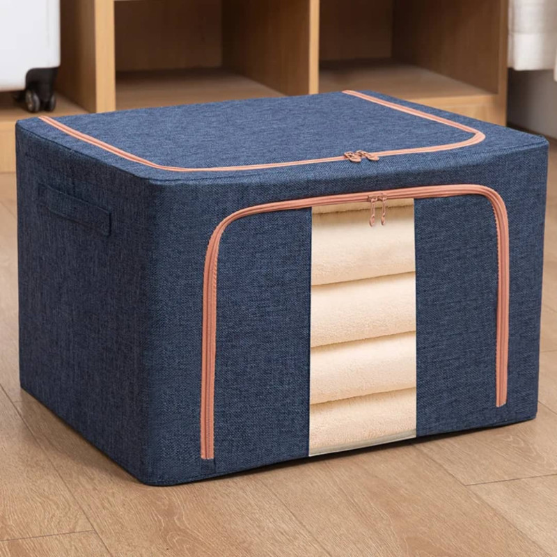 Boîte de rangement pliable en tissu coton lin pour vêtements