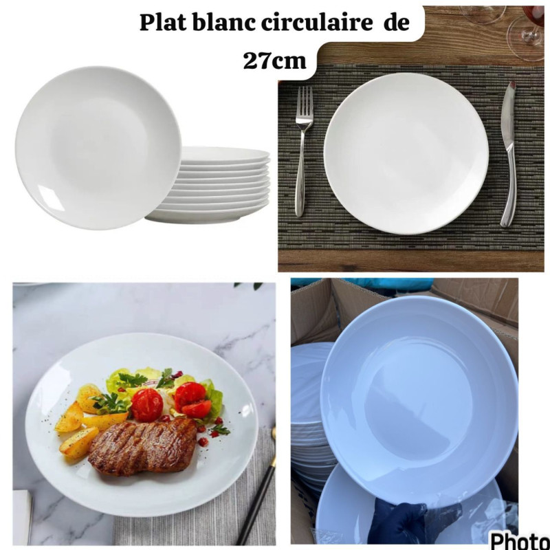 Plat blanc circulaire