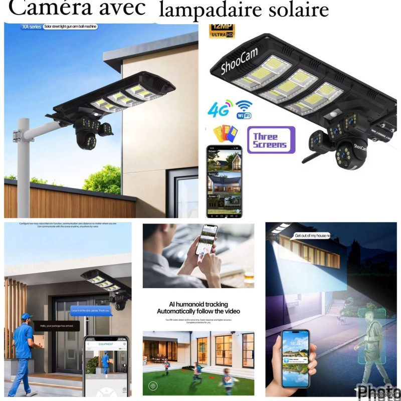 Caméra à lampadaire solaire