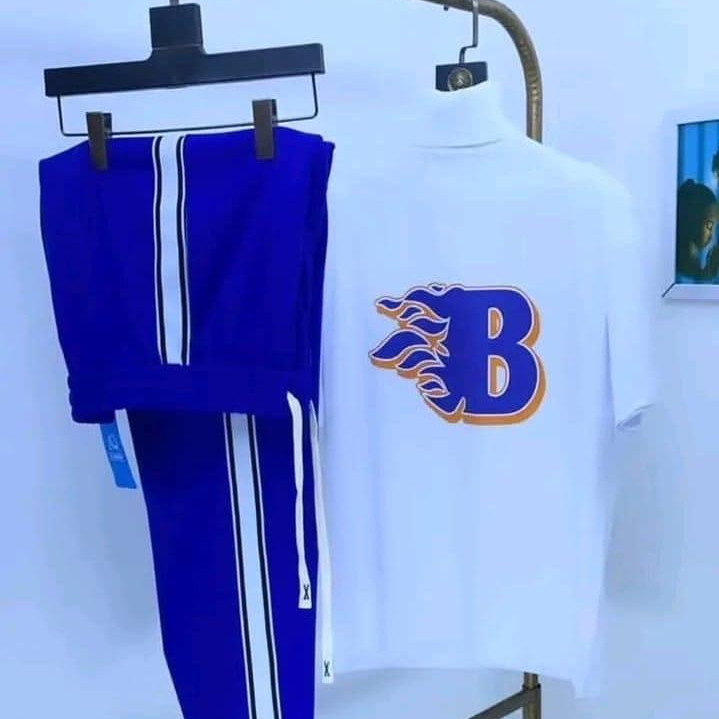 Complet Haut+pantalon Blanc - Bleu