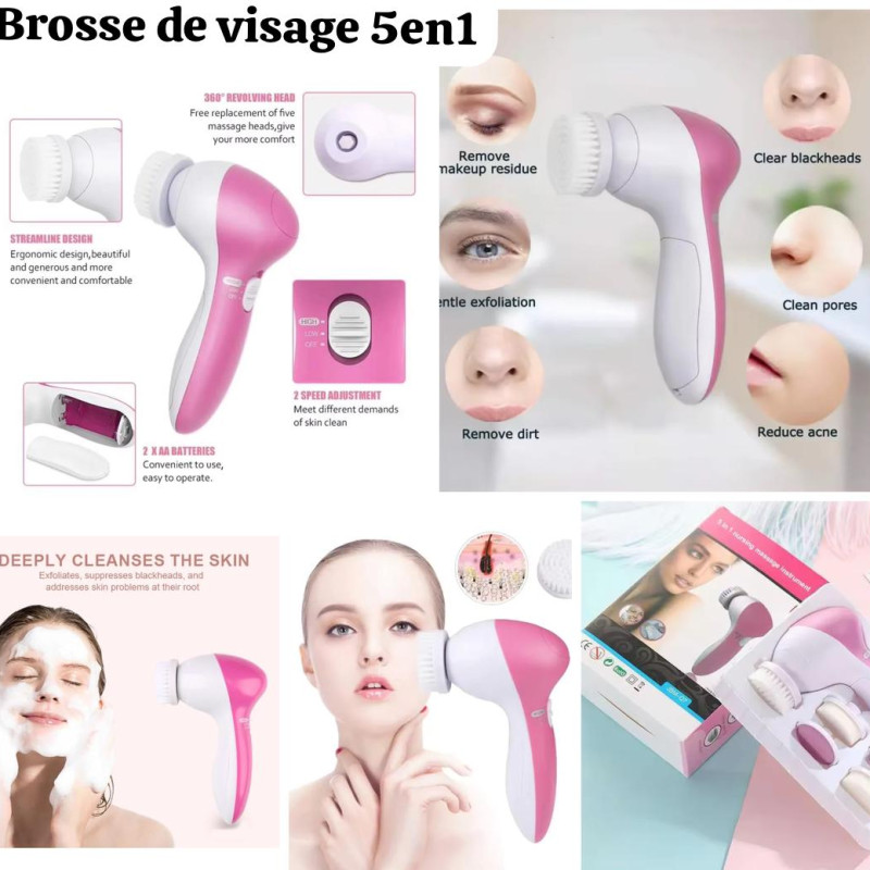 Brosse de visage 5 en 1 pour un nettoyage en profondeur du visage