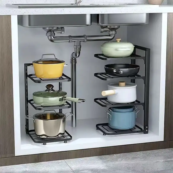 Étagère de rangement de casseroles 4 niveaux